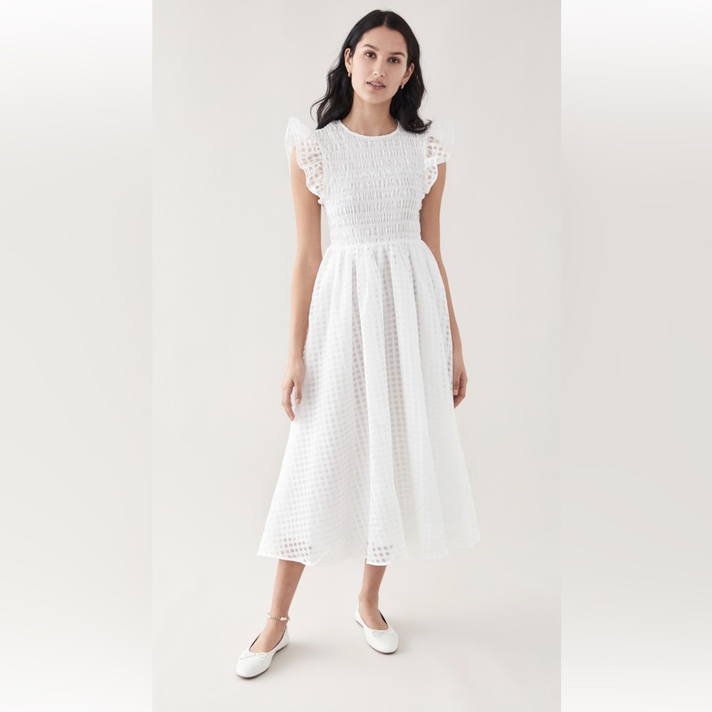 En Saison Organza Gingham Midi Dress